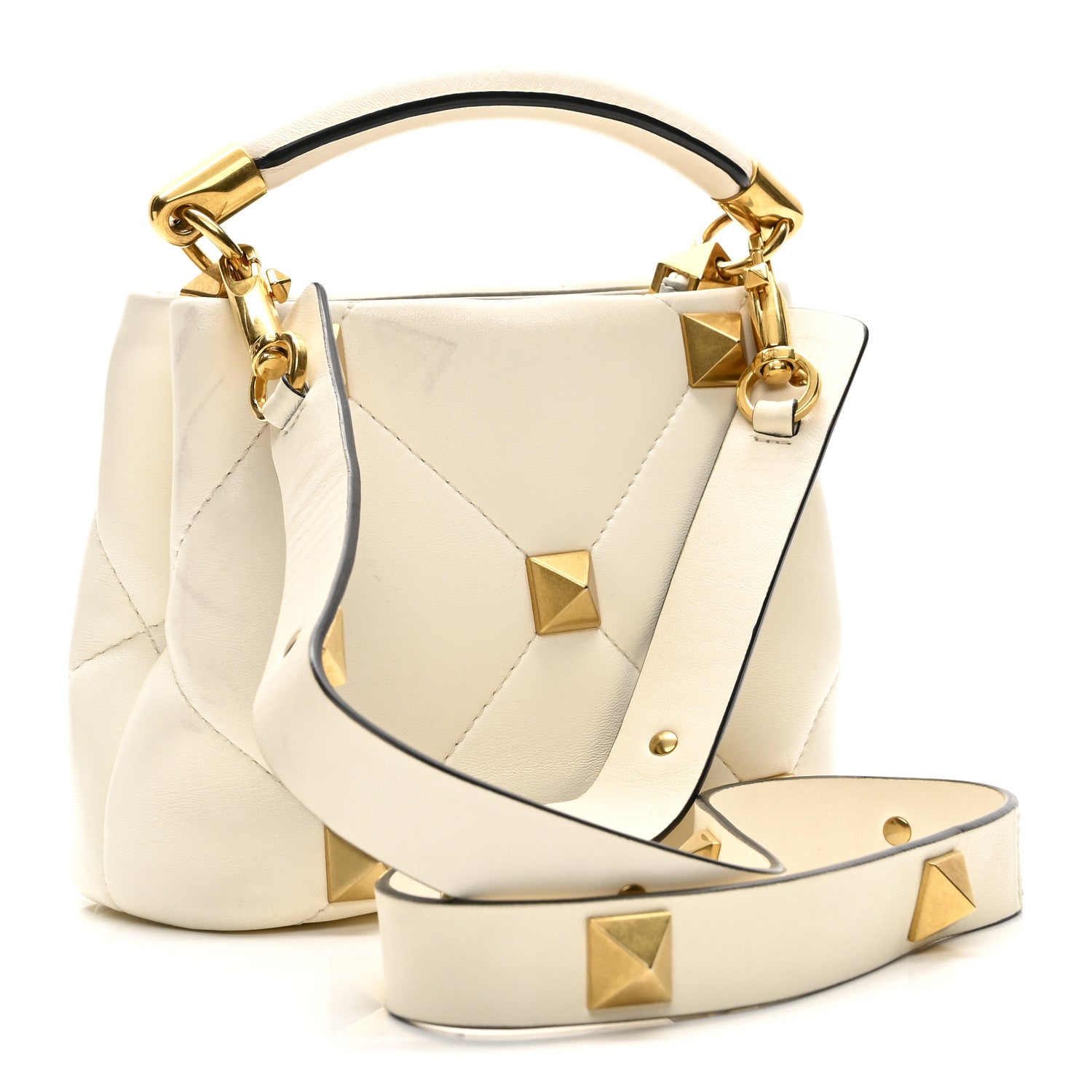 Valentino Garavani Nappa Mini Roman Stud The Handle Bag Ivory 3 of 10