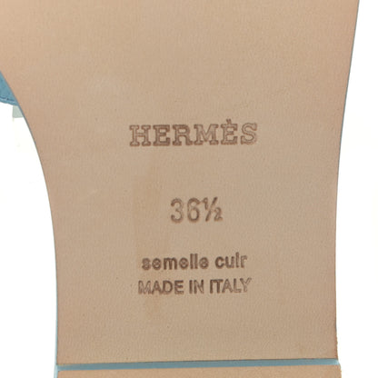 Hermes Epsom Oran Sandals 36.5 Bleu Littoral 7 of 9