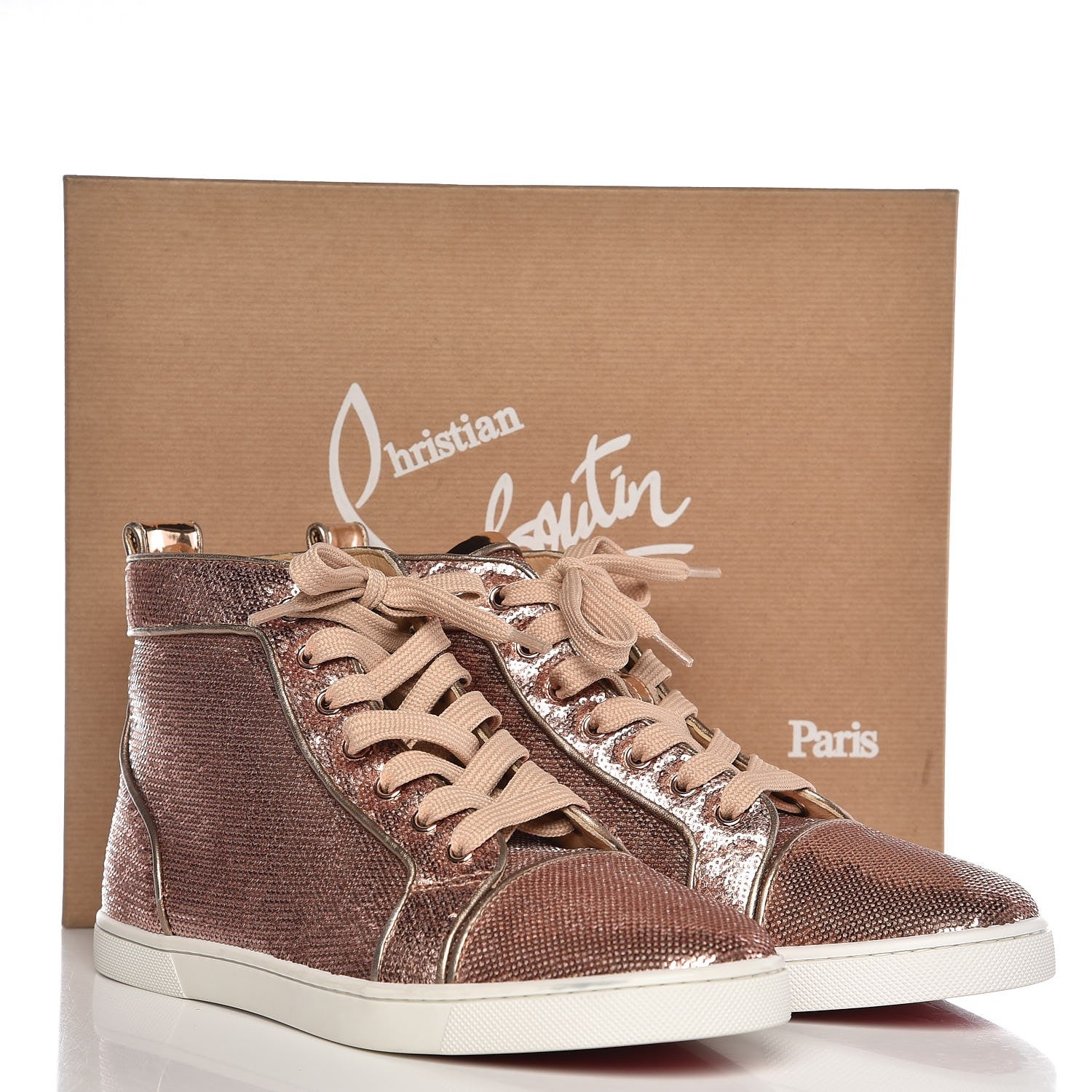Christian Louboutin Metallic Sequin Bip Bip Orlato Flat Sneakers 39 Nude 10 of 10