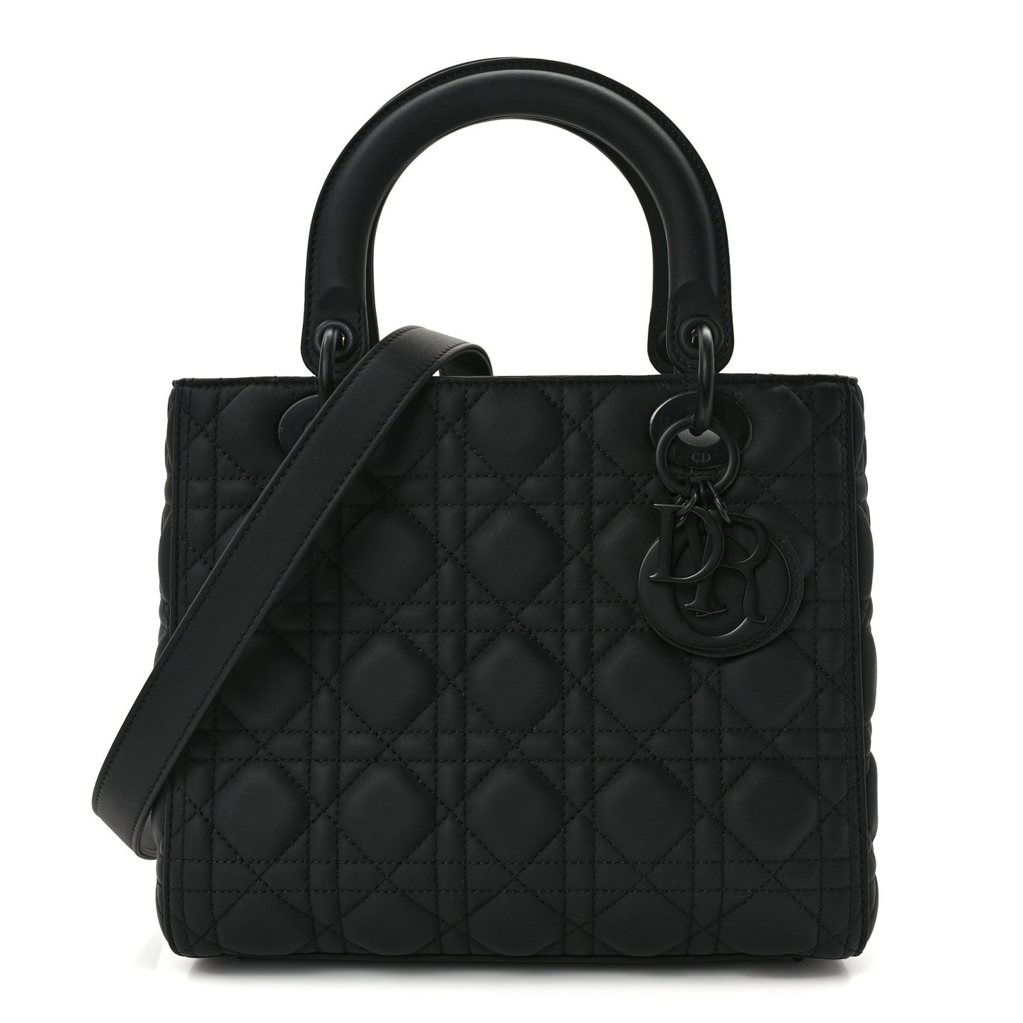 Ultra Matte Calfskin Cannage Medium Lady Dior Black
