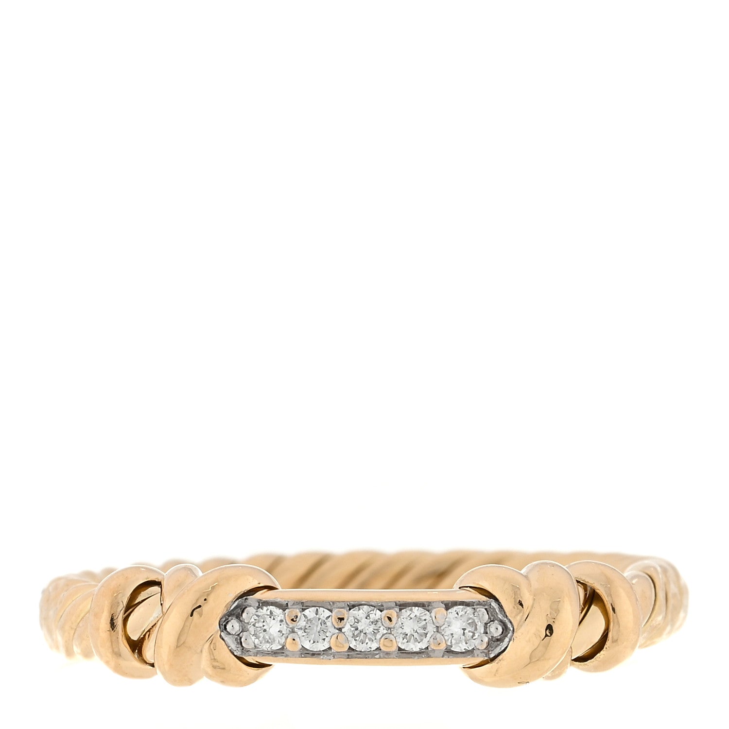 David Yurman 18K Yellow Gold Diamond Petite Helena Wrap Ring 51 5.75 1 of 4