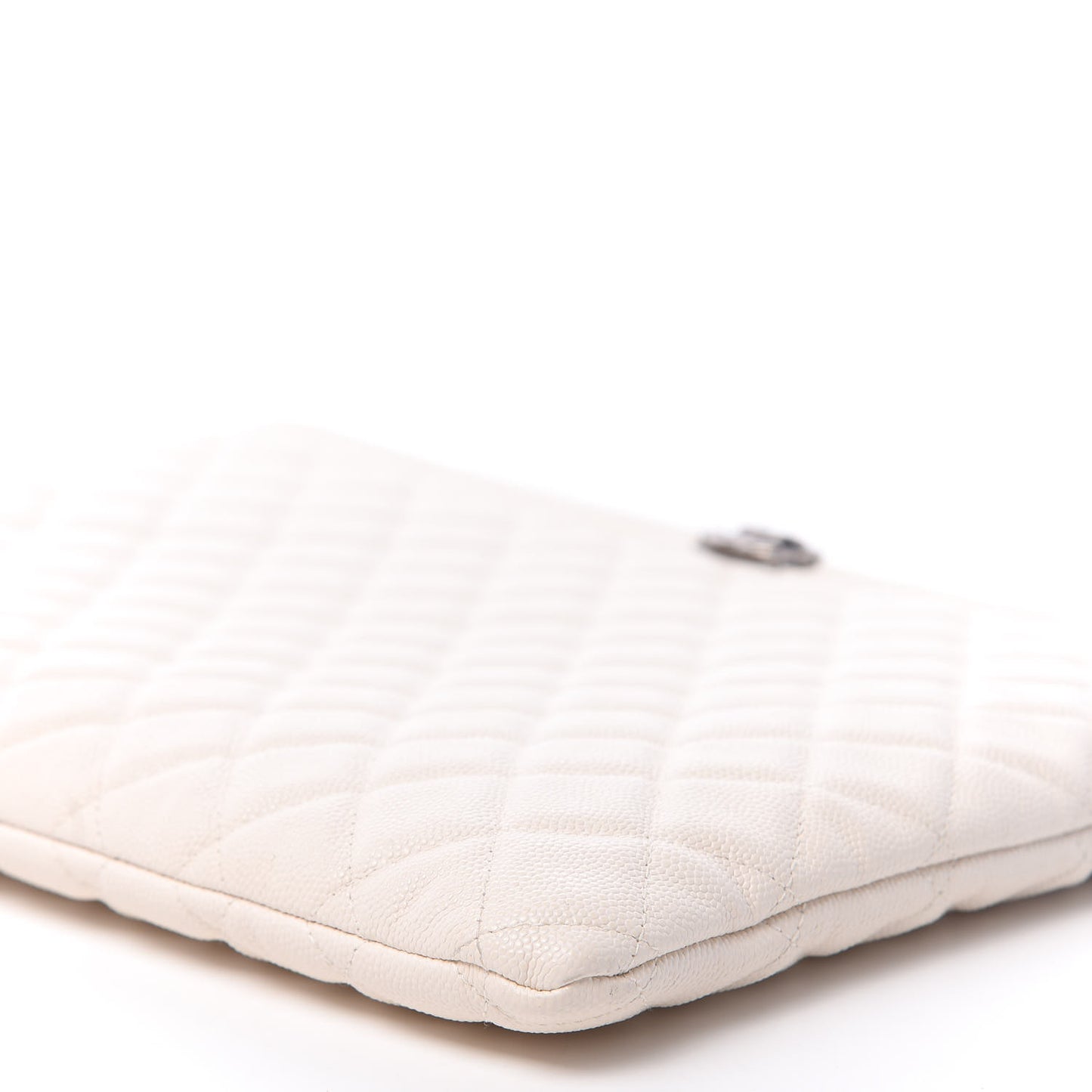 Caviar Quilted Large Boy Cosmetic Case White