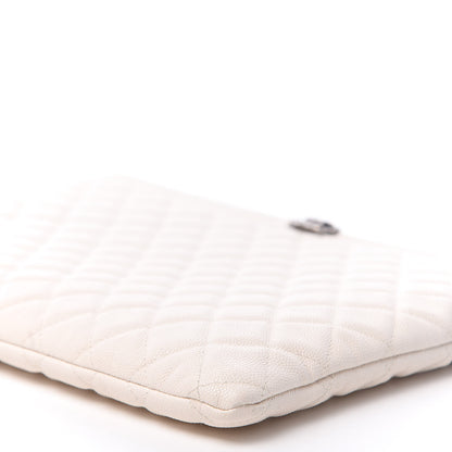 Chanel Caviar Quilted Large Boy Cosmetic Case White 8 of 10