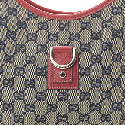 Gucci Monogram Medium Abbey D Ring Hobo Navy Red 10 of 12