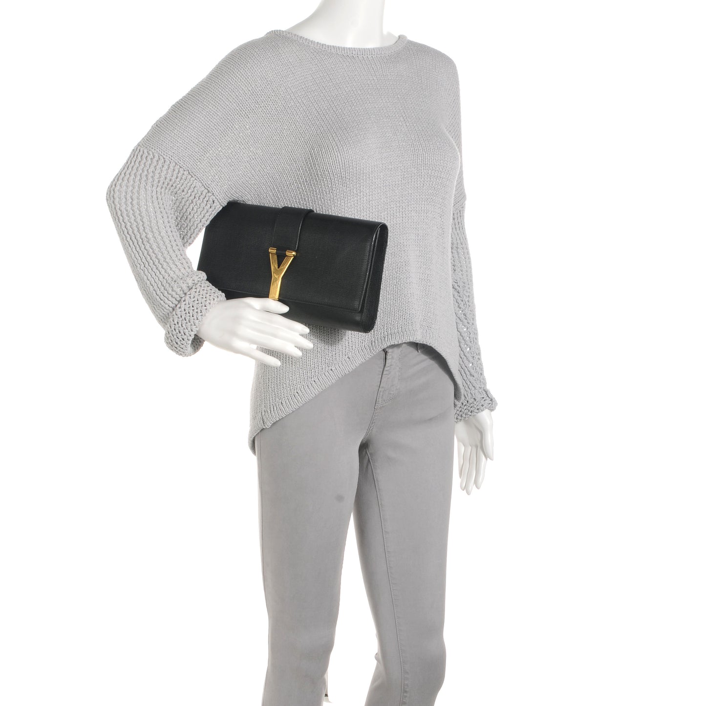 Textured Leather ChYc Clutch Black