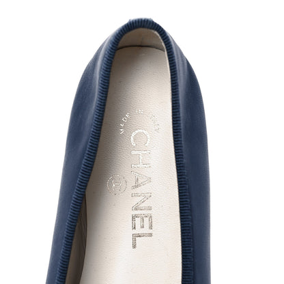 Chanel Lambskin Cap Toe Ballerina Flats 38.5 Dark Navy Marron 5 of 11