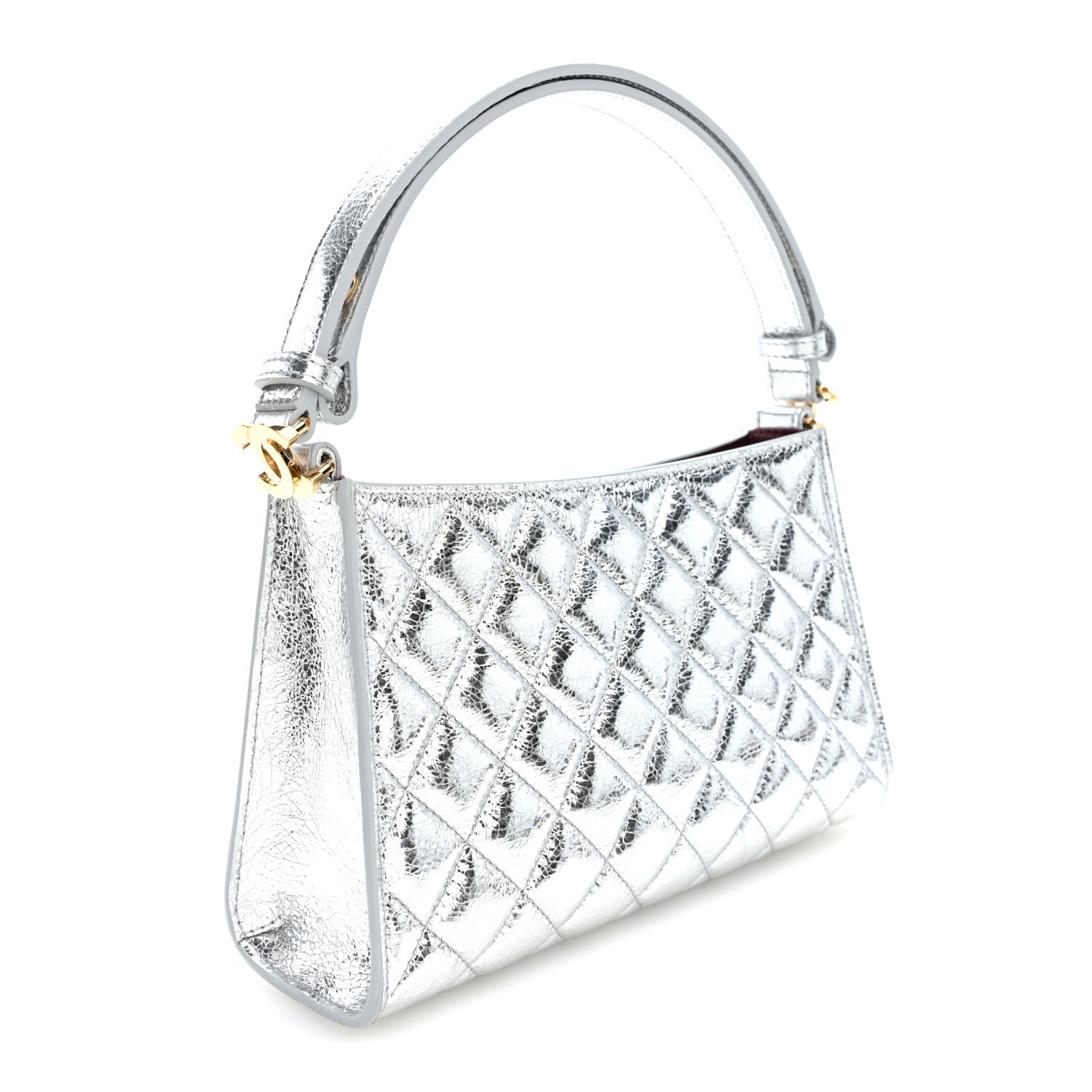 Chanel Metallic Aged Calfskin Quilted Hobo Bag Silver 3 of 10