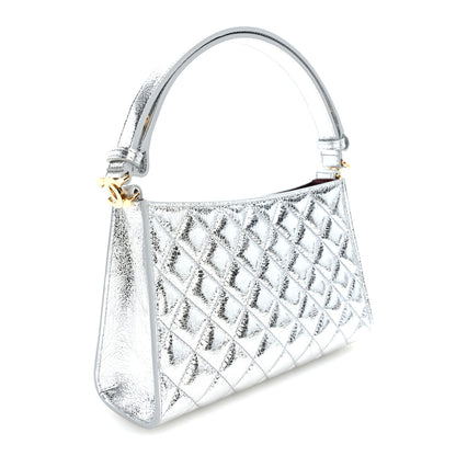 Chanel Metallic Aged Calfskin Quilted Hobo Bag Silver 3 of 10