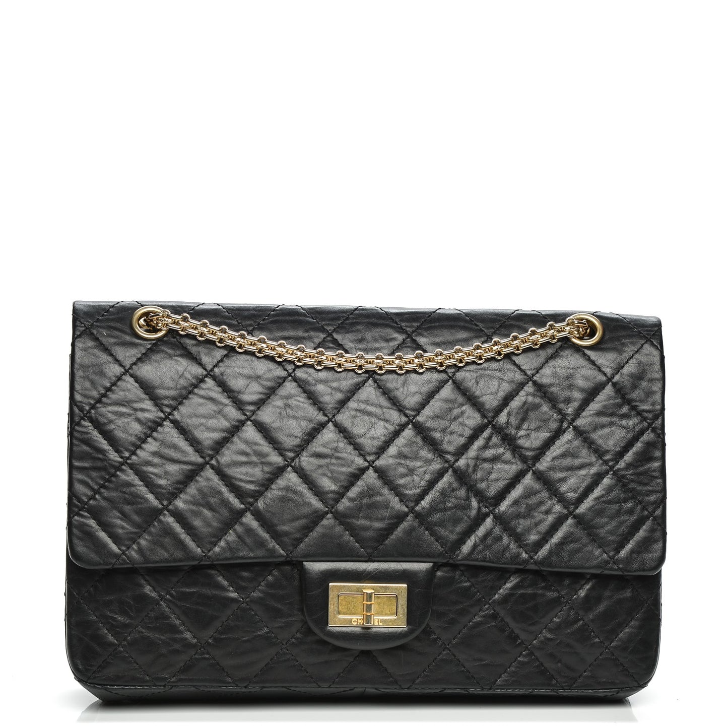 Aged Calfskin Quilted 50th Anniversary 2.55 Reissue 227 Flap Black