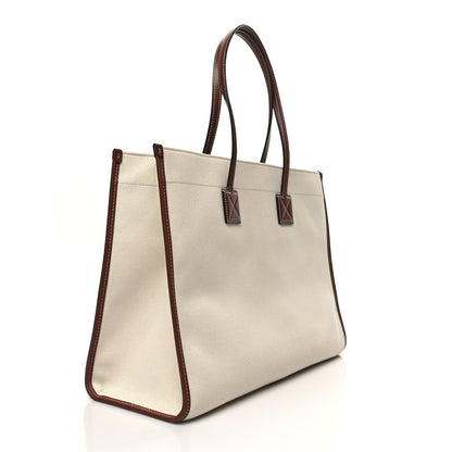Burberry Canvas Smooth Calfskin Medium Two Tone Freya Tote Brown 3 of 15
