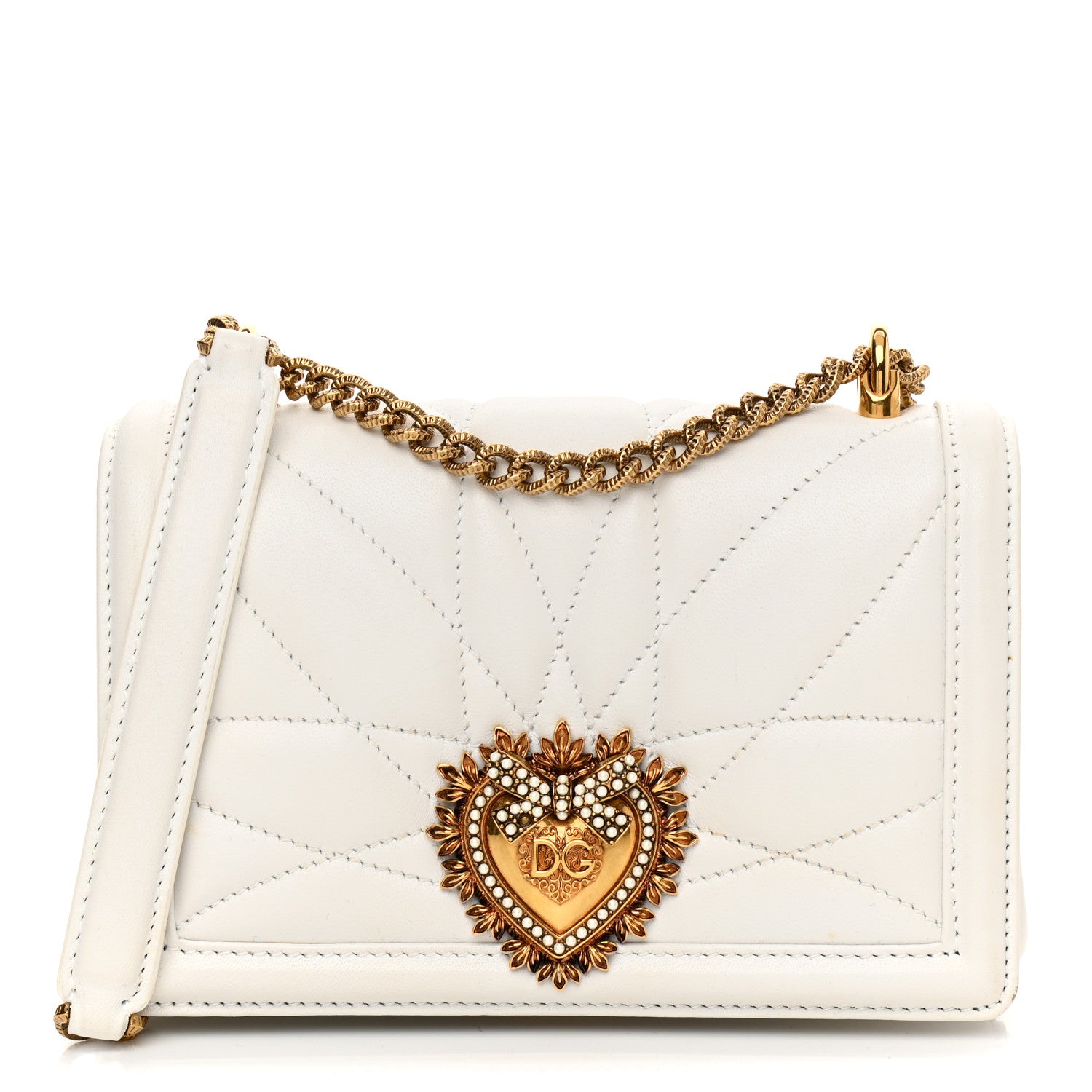 Dolce & Gabbana Calfskin Medium Devotion Crossbody Bag White 1 of 9
