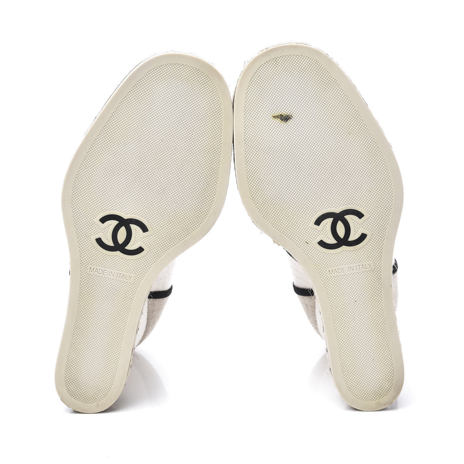Chanel Raffia Lace Up Wedge Espadrilles 37 Beige 6 of 15