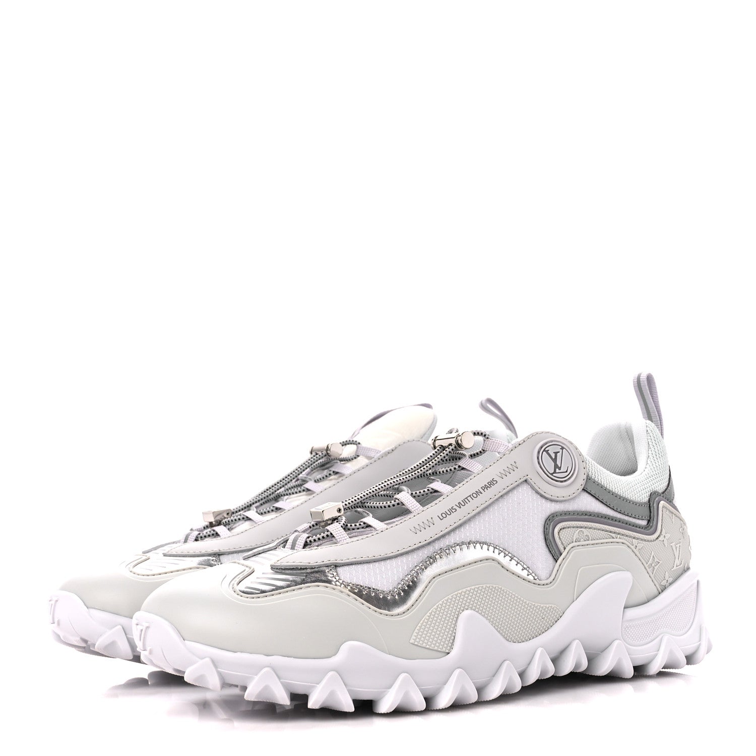 Louis Vuitton Technical Fabric LV Rush Sneakers 38.5 Silver 3 of 9