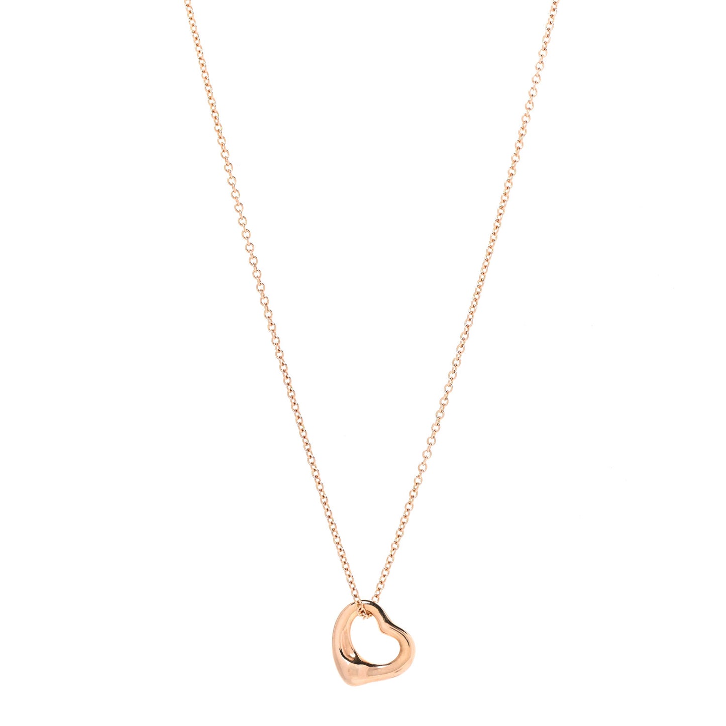 18K Rose Gold 11mm Elsa Peretti Open Heart Pendant Necklace