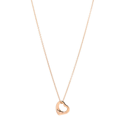 Tiffany 18K Rose Gold 11mm Elsa Peretti Open Heart Pendant Necklace 1 of 8