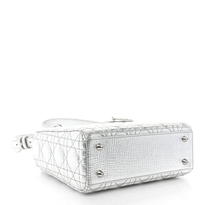 Christian Dior Metallic Grained Calfskin Cannage Small Lucky Badges My Lady Dior Silver 4 of 11