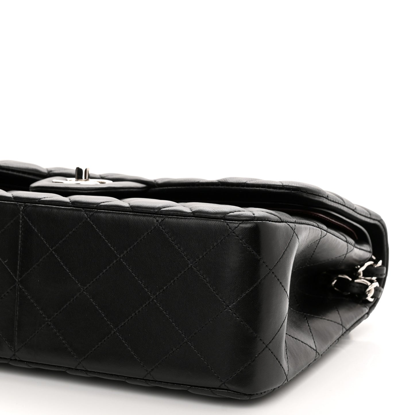 Lambskin Quilted Jumbo Double Flap Black