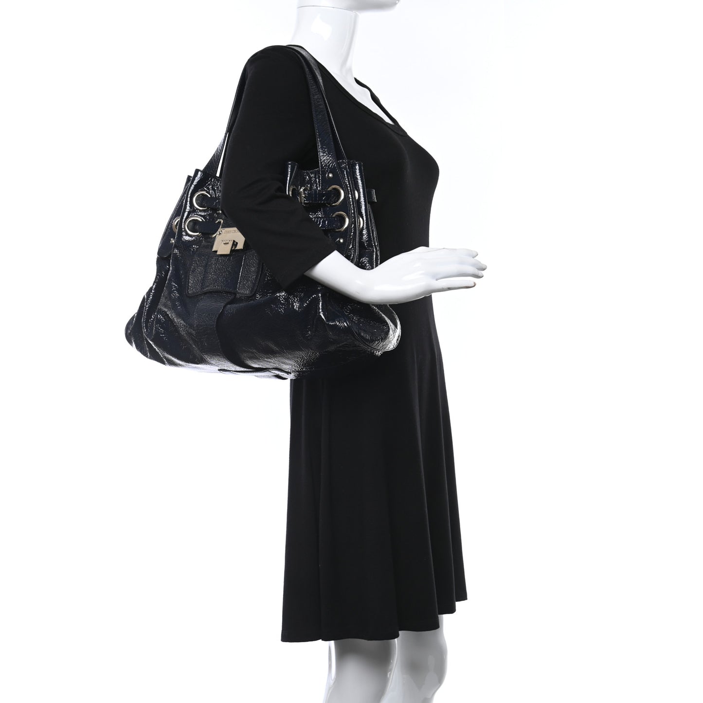 Crushed Patent Riki Bag Blue