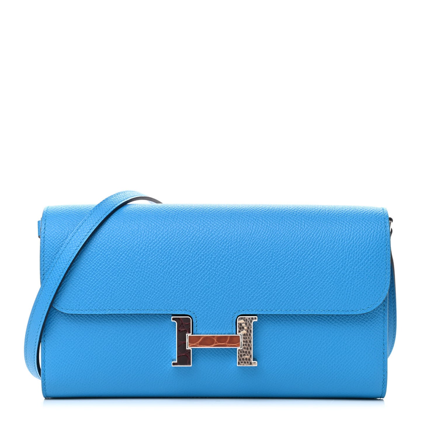 Epsom Alligator Lizard Constance Wallet To Go Bleu Frida Etrusque Ombre