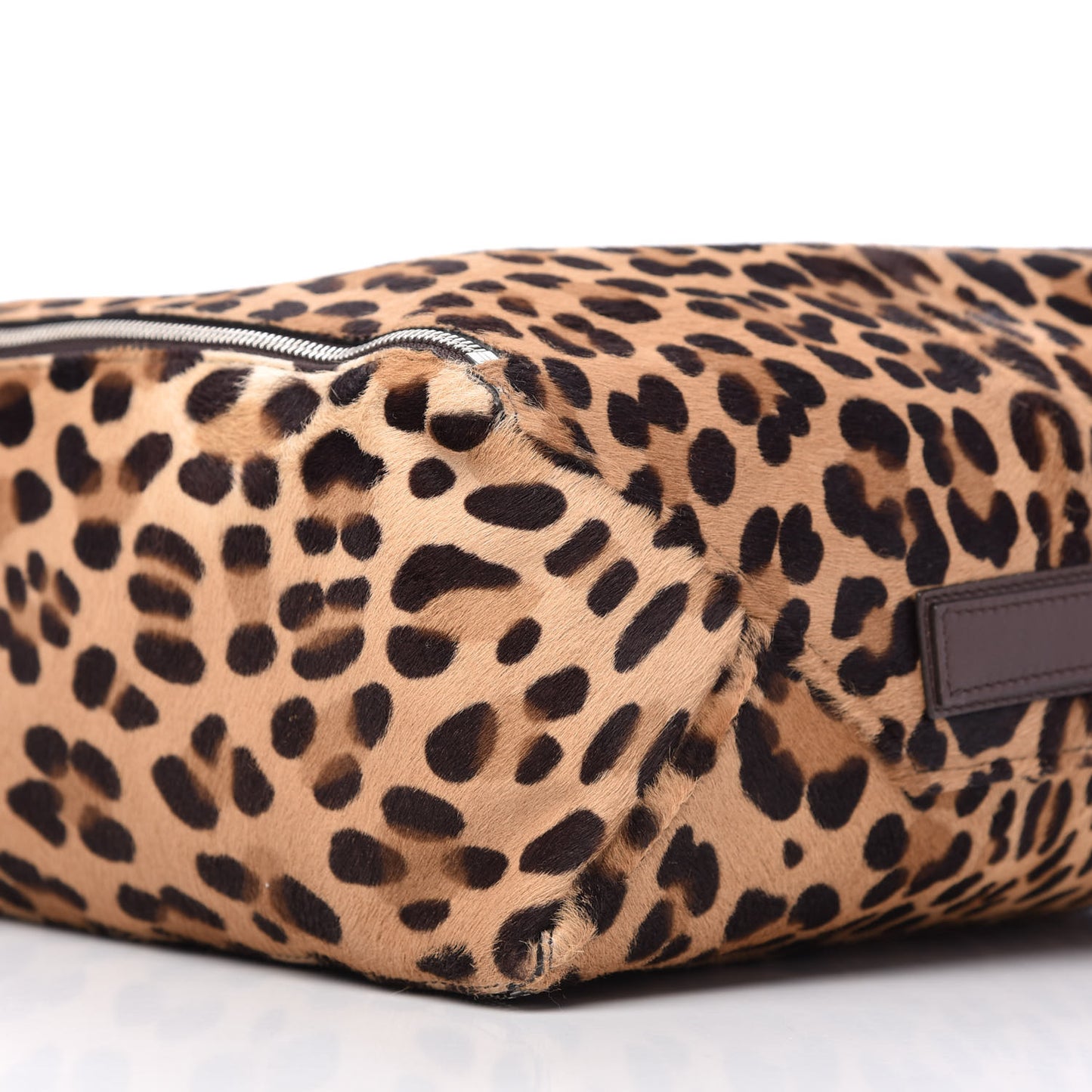 Calf Hair Leopard Print Vertical Zip Gusset Cabas