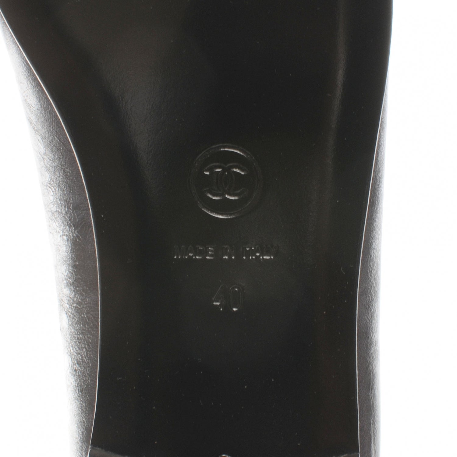 Chanel Leather Metallic CC Cap Toe Ballet Flats 40 Grey Black 6 of 6