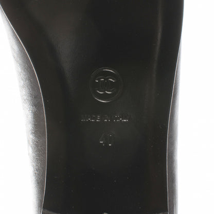 Chanel Leather Metallic CC Cap Toe Ballet Flats 40 Grey Black 6 of 6
