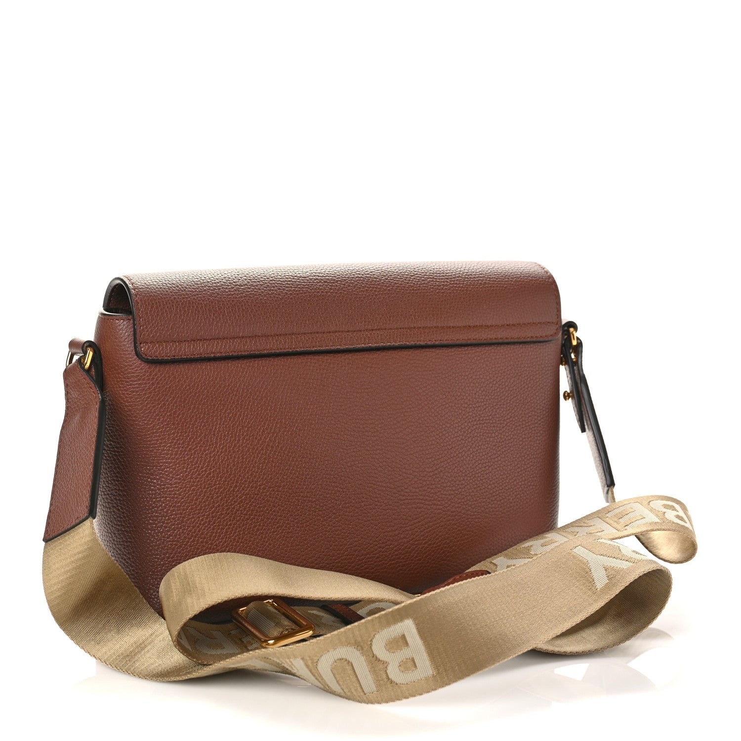 Burberry Calfskin Vintage Check Note Crossbody Bag Tan 3 of 7