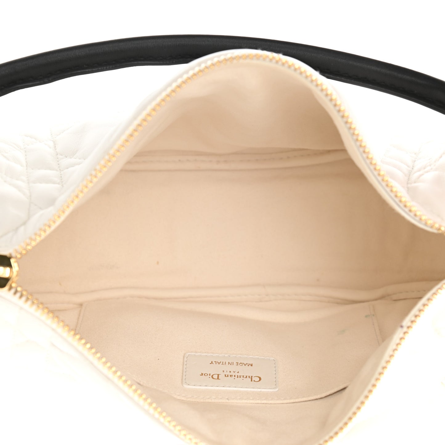 Lambskin Cannage Medium Dior Vibe Hobo Bag White