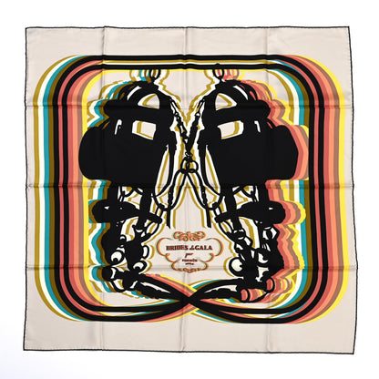 Hermes Silk Brides De Gala Shadow Scarf 90 Beige Ebene Jaune 2 of 8