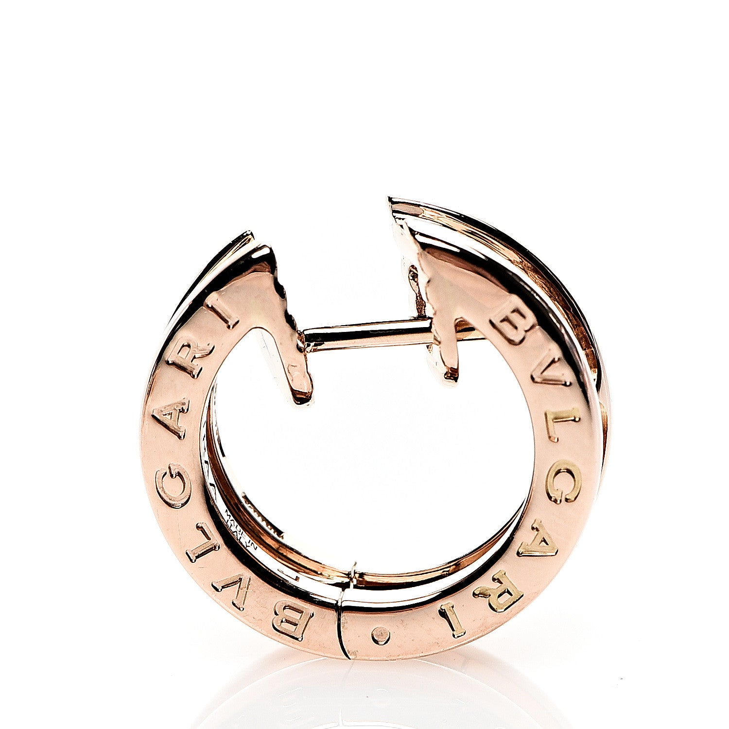 Bulgari 18K Rose Gold Small B.Zero1 Hoop Earrings 4 of 5