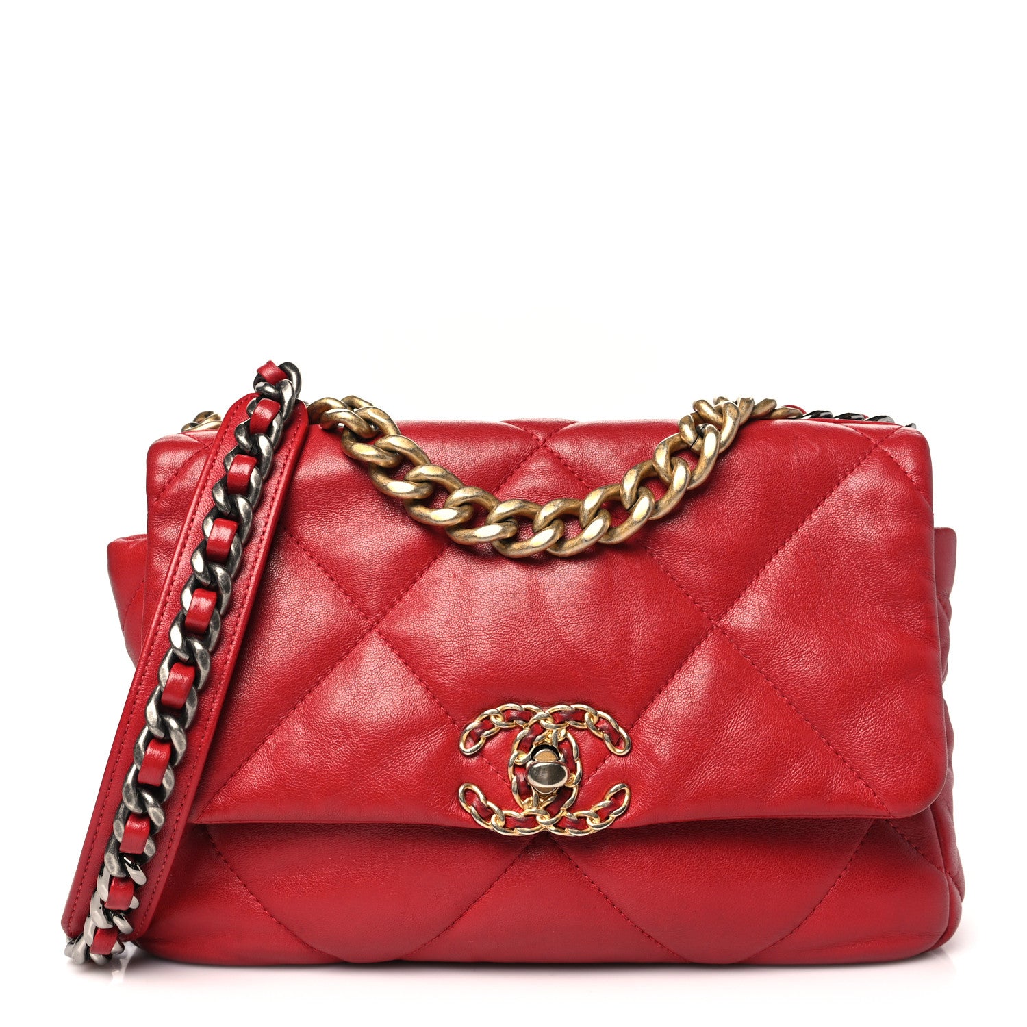 Chanel Lambskin Quilted Medium Chanel 19 Flap Red 1 of 12