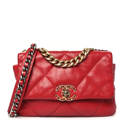 Chanel Lambskin Quilted Medium Chanel 19 Flap Red 1 of 12