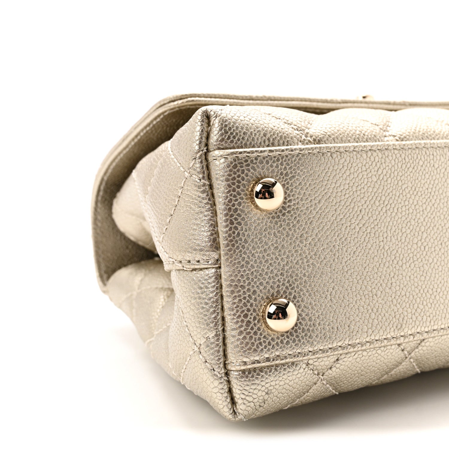 Chanel Metallic Aged Calfskin Quilted Mini Coco Handle Flap Gold 9 of 11