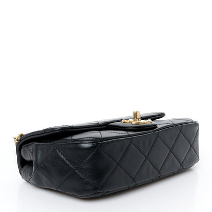 Chanel Calfskin Quilted Mini Rectangular Crystal Pearls Chain Flap Black 4 of 11