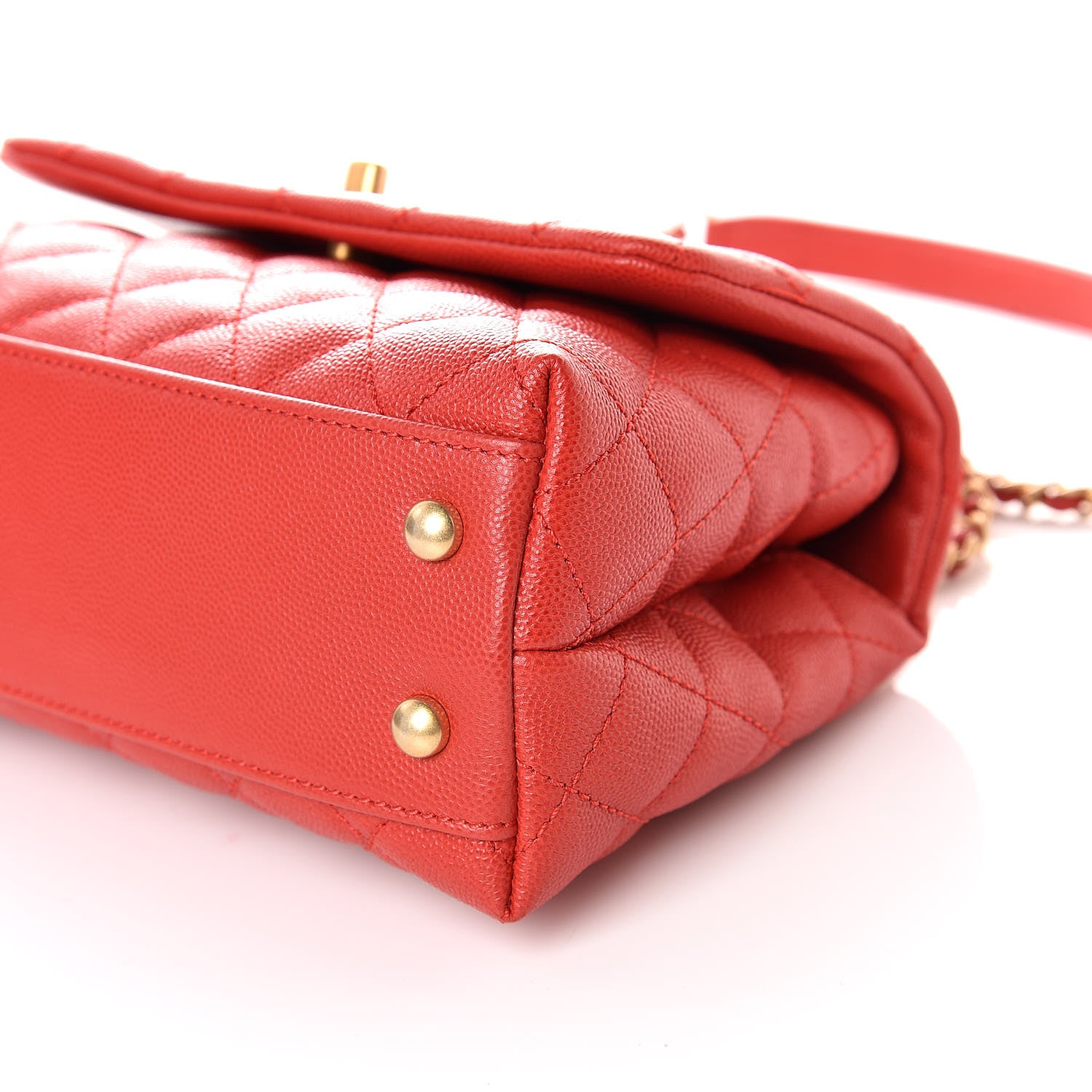 Chanel Caviar Quilted Mini Coco Handle Flap Red 6 of 10