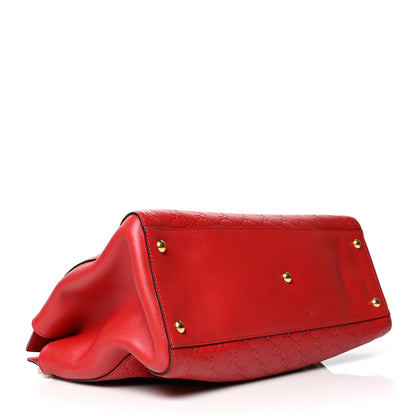 Gucci Soft Guccissima Signature Large Shoulder Tote Bag Hibiscus Red 4 of 10