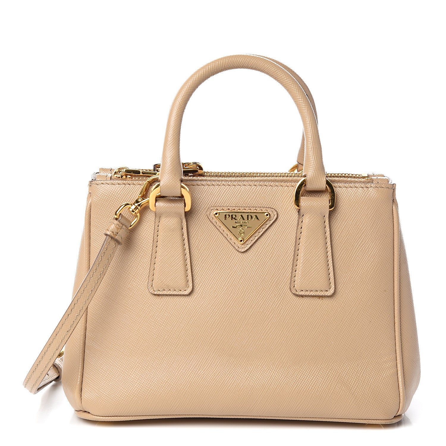 Prada Saffiano Lux Micro Galleria Double Zip Tote Sabbia 1 of 12