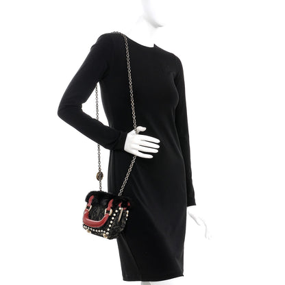 Fendi Lace Mink Pearl Mini Neve Shoulder Bag Black 2 of 9