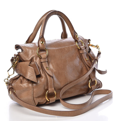 Miu Miu Vitello Lux Mini Bow Bag Brown 3 of 18