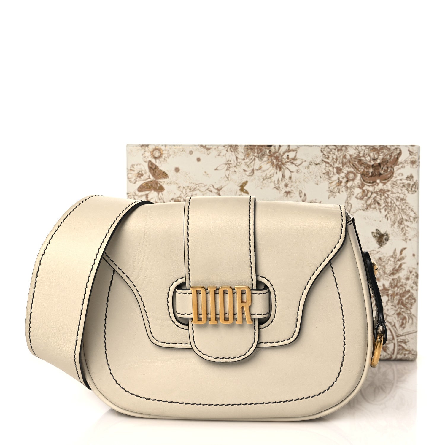 Christian Dior Calfskin D Fence Saddle Bag Latte 14 of 14