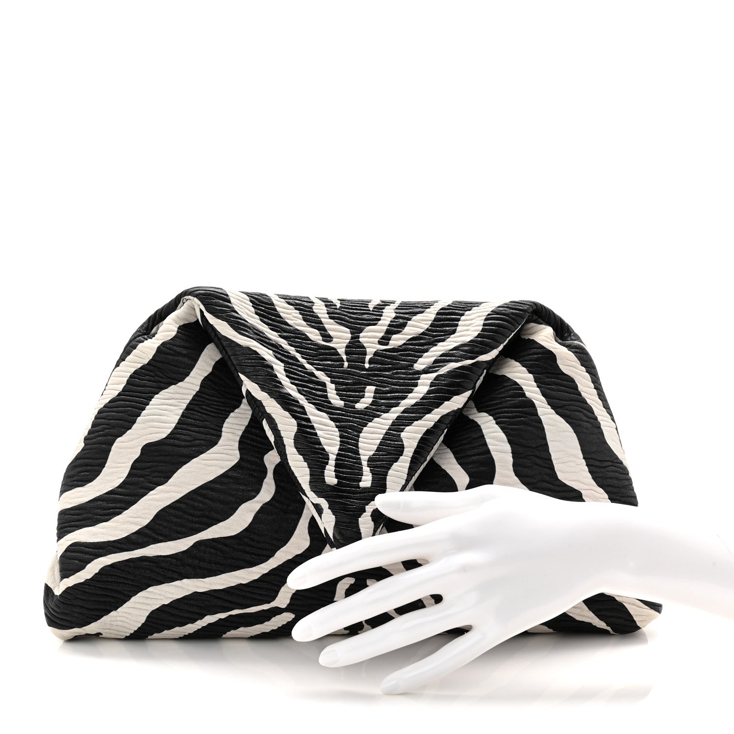 Bottega Veneta Nappa BV Trine Clutch Zebra 2 of 10