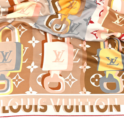 Louis Vuitton Silk LV Unlocked Square 90 Scarf Beige 3 of 4
