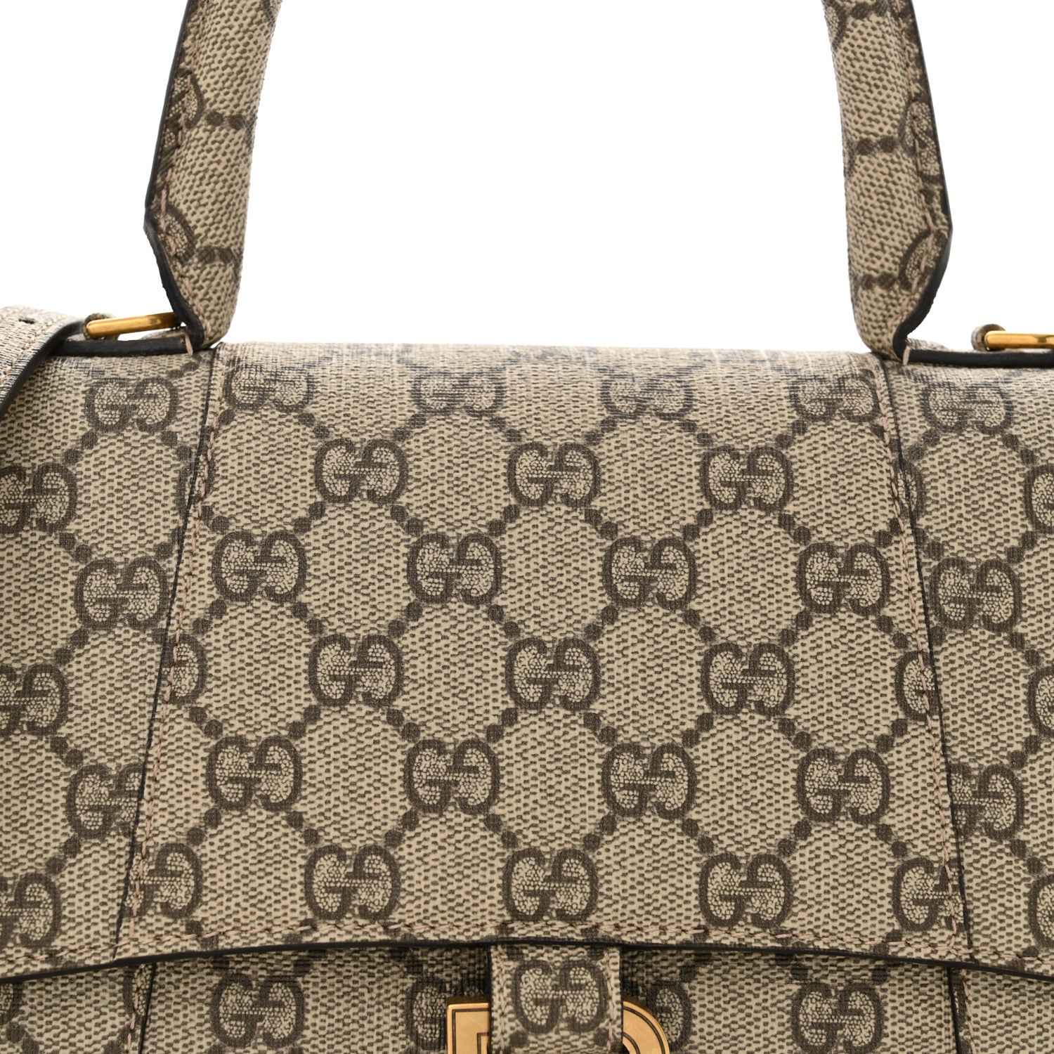 Balenciaga X GUCCI GG Supreme Monogram Small Hourglass Top Handle Bag Beige Ebony 8 of 10