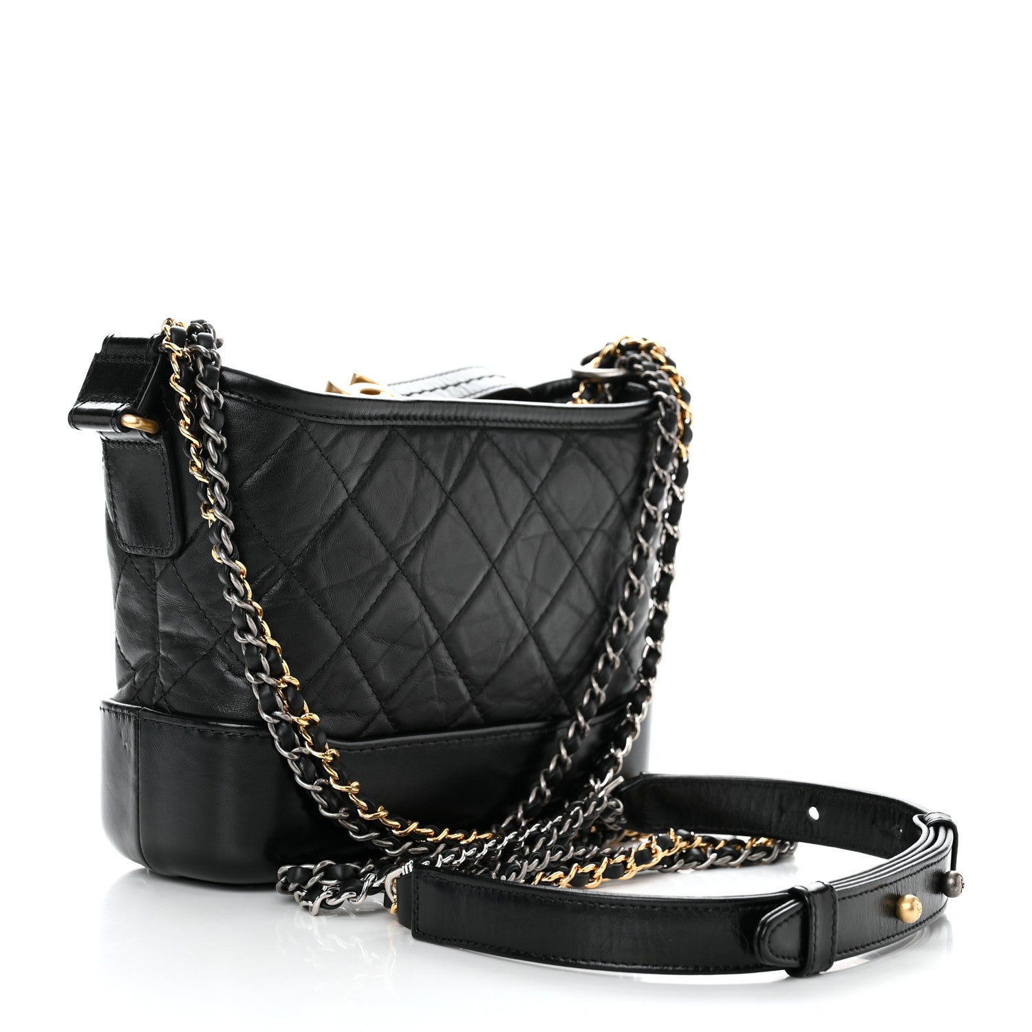 Chanel Aged Calfskin Quilted Small Gabrielle Hobo Black 2 of 11