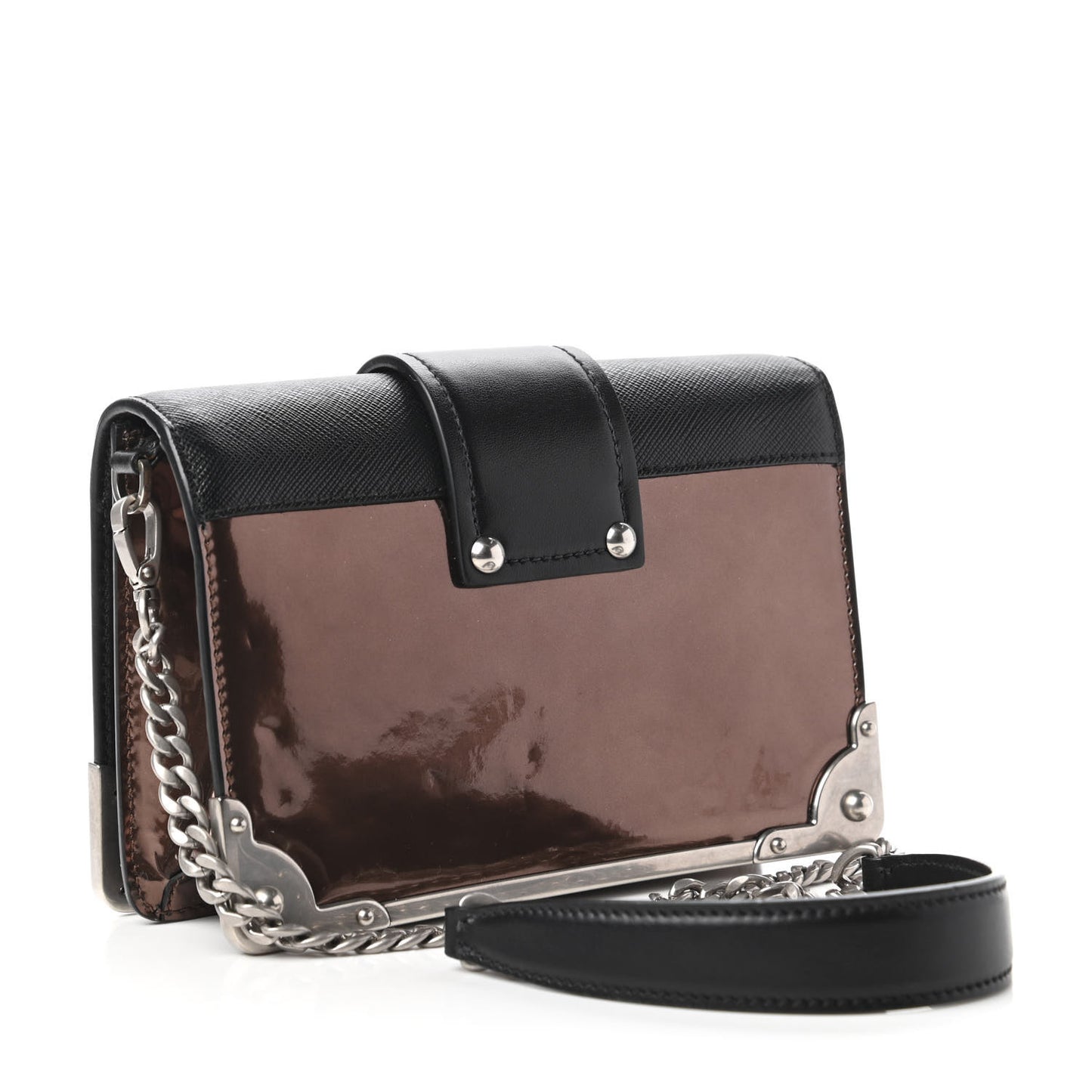 Metallic Vitello Saffiano Cahier Bag Cammeo Black