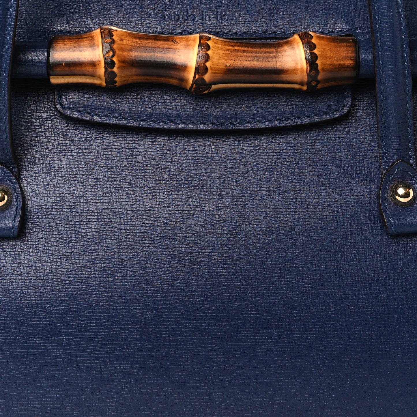 Calfskin Bamboo Bullet Top Handle Bag Uniform Blue