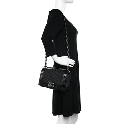 Chanel Goatskin Quilted Patent Medium Duo Boy Flap Black 2 of 12