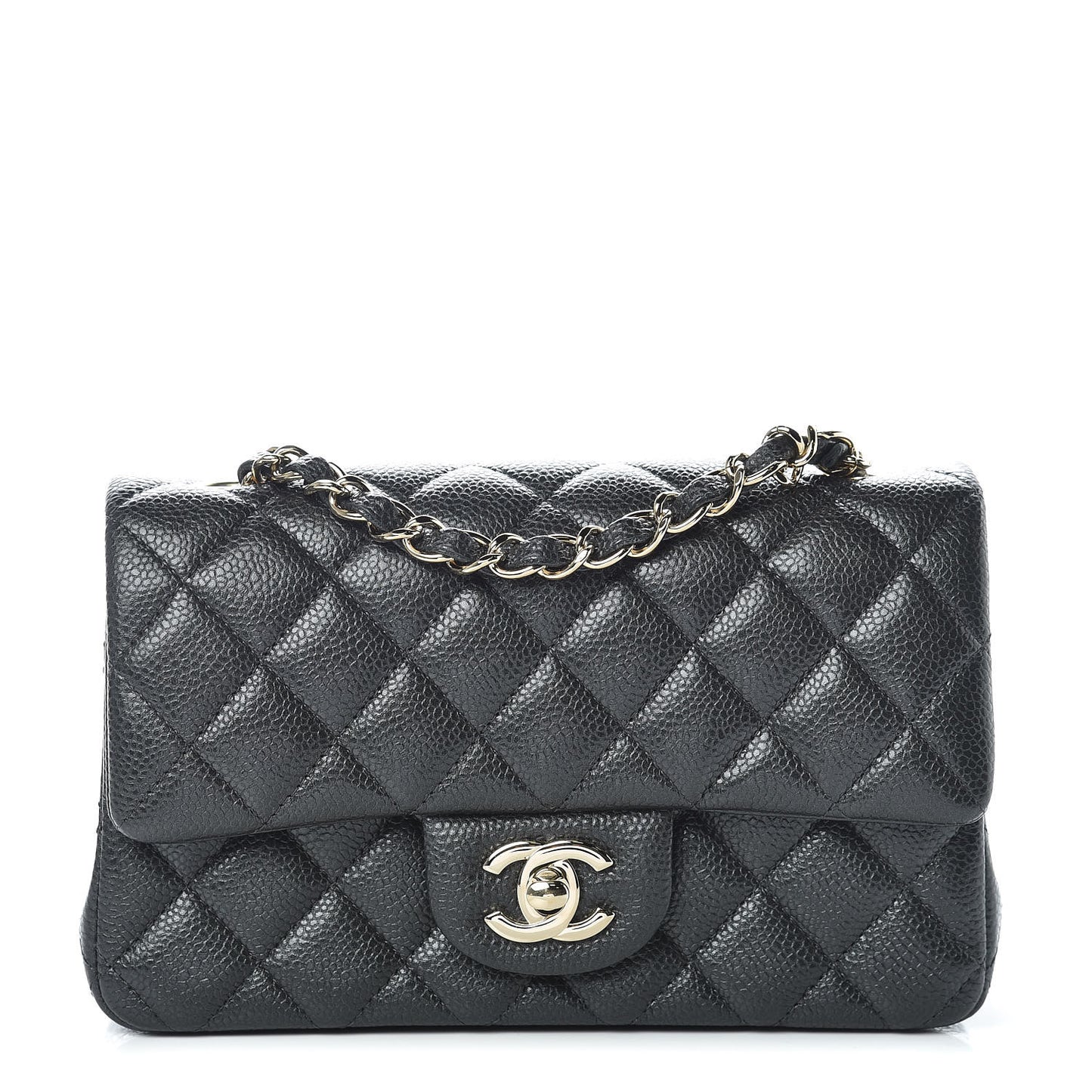 Caviar Quilted Mini Rectangular Flap Dark Charcoal