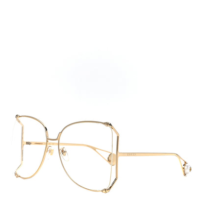 Gucci Metal Oversized Round Sunglasses GG0252S Gold 1 of 9