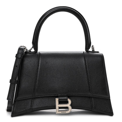 Balenciaga Grained Calfskin Small Hourglass Top Handle Bag Black 1 of 9